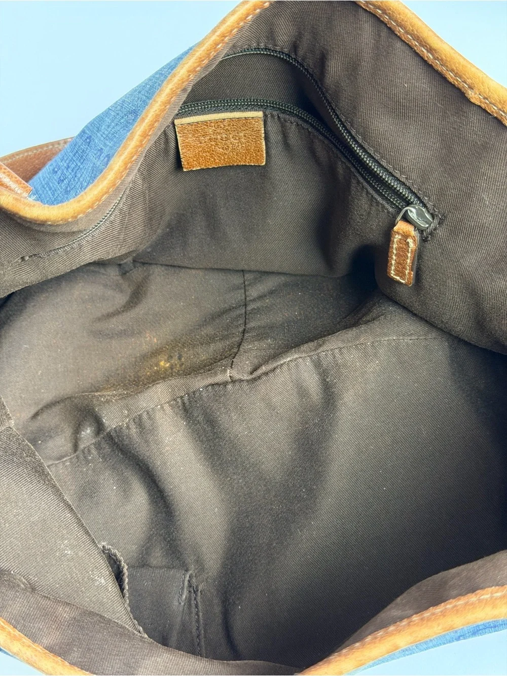 Gucci GG Monogram Denim Abbey Hobo Bag